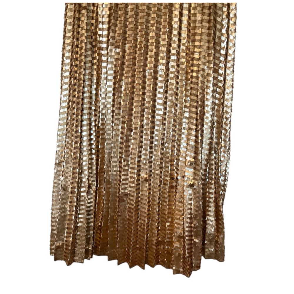 Anthropologie Maeve Natalia Gold Sequin Midi Skirt Pleated A-Line Size 12 NWT - Picture 9 of 15